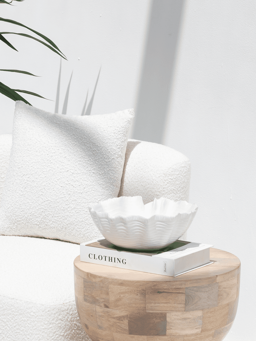 White Rippled Ceramic r Bowl