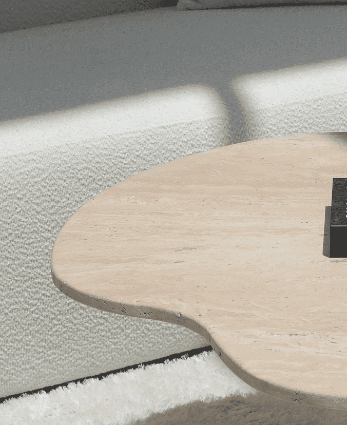 Rosa Irregular Travertine Coffee Table with Travertine Slat Base (2 Sizes)