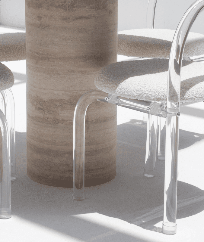 Irene Black Marquina Marble Dining Table with Travertine Base (2 Sizes)