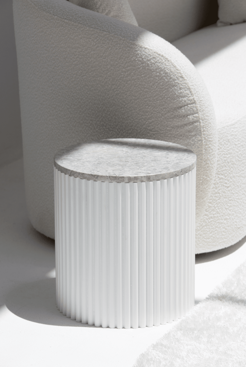 Nora Side Tables With White Wooden Base (18 Top Variants)