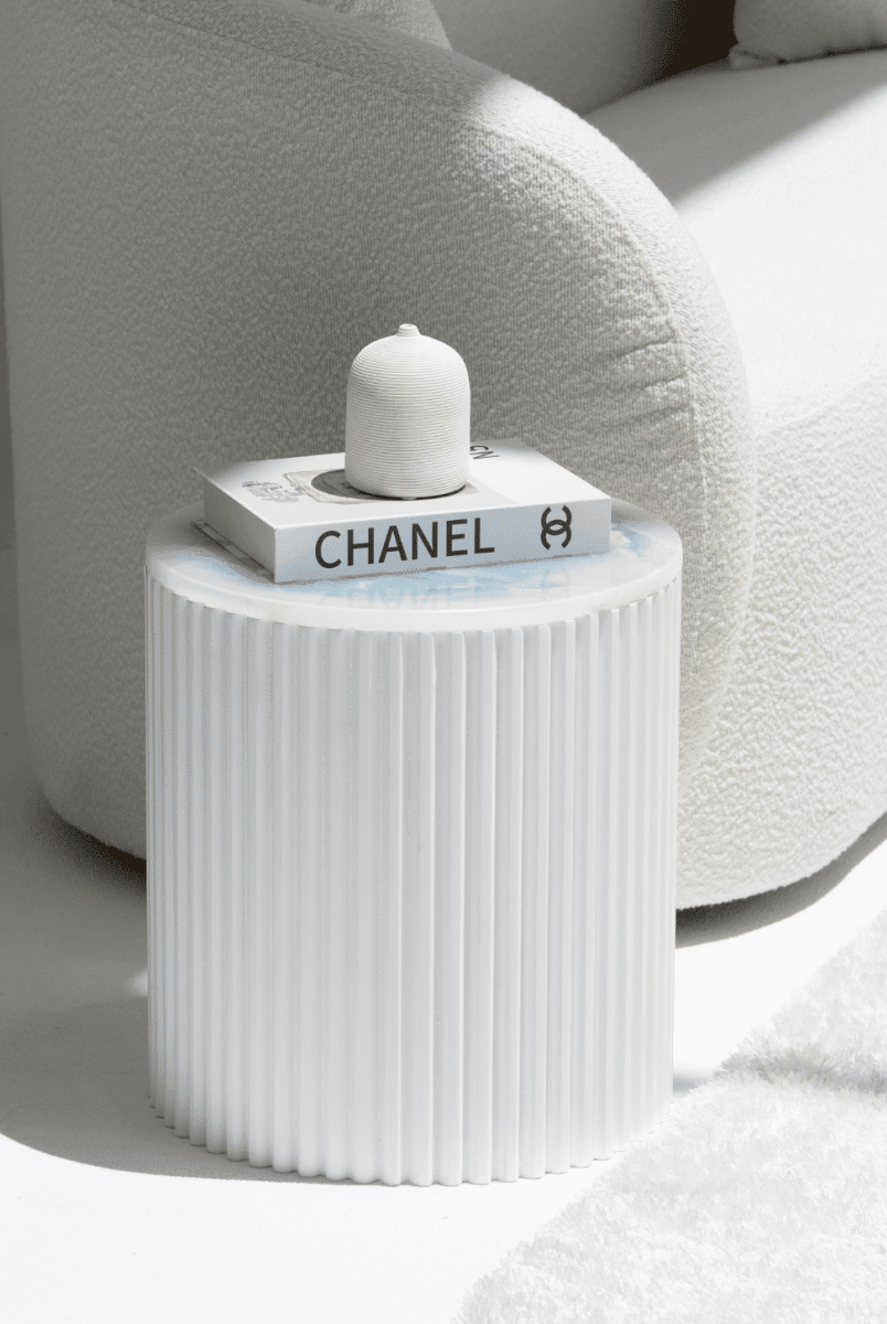 Nora Side Tables With White Wooden Base (18 Top Variants) Blue Onyx Marble