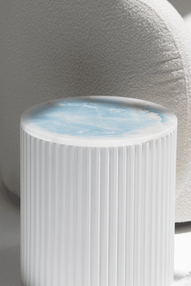 Nora Side Tables With White Wooden Base (18 Top Variants)