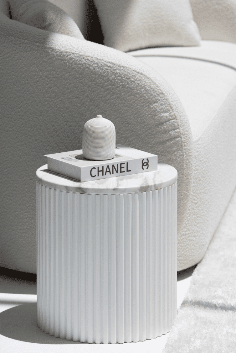 Nora Side Tables With White Wooden Base (18 Top Variants)