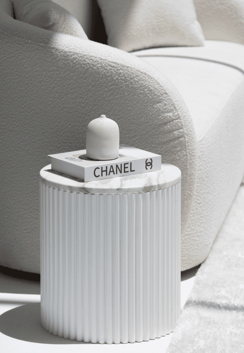 Nora Side Tables With White Wooden Base (18 Top Variants)