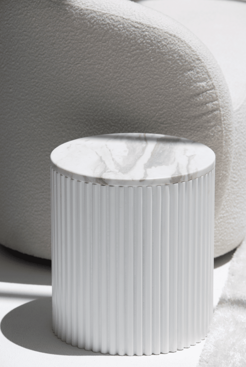 Nora Side Tables With White Wooden Base (18 Top Variants)