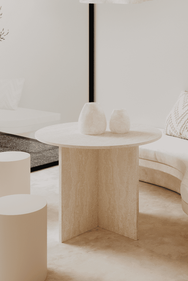 Arya Round Travertine Dining Table