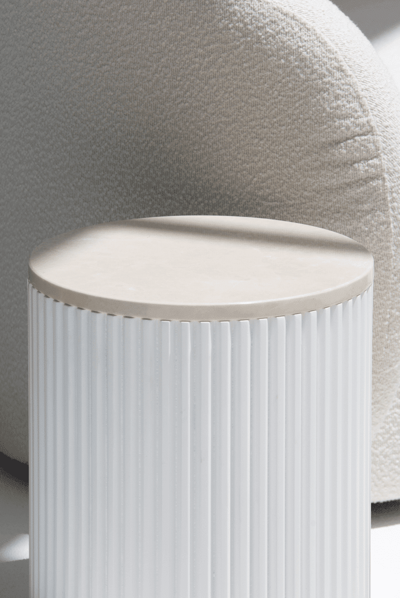 Nora Side Tables With White Wooden Base (18 Top Variants)