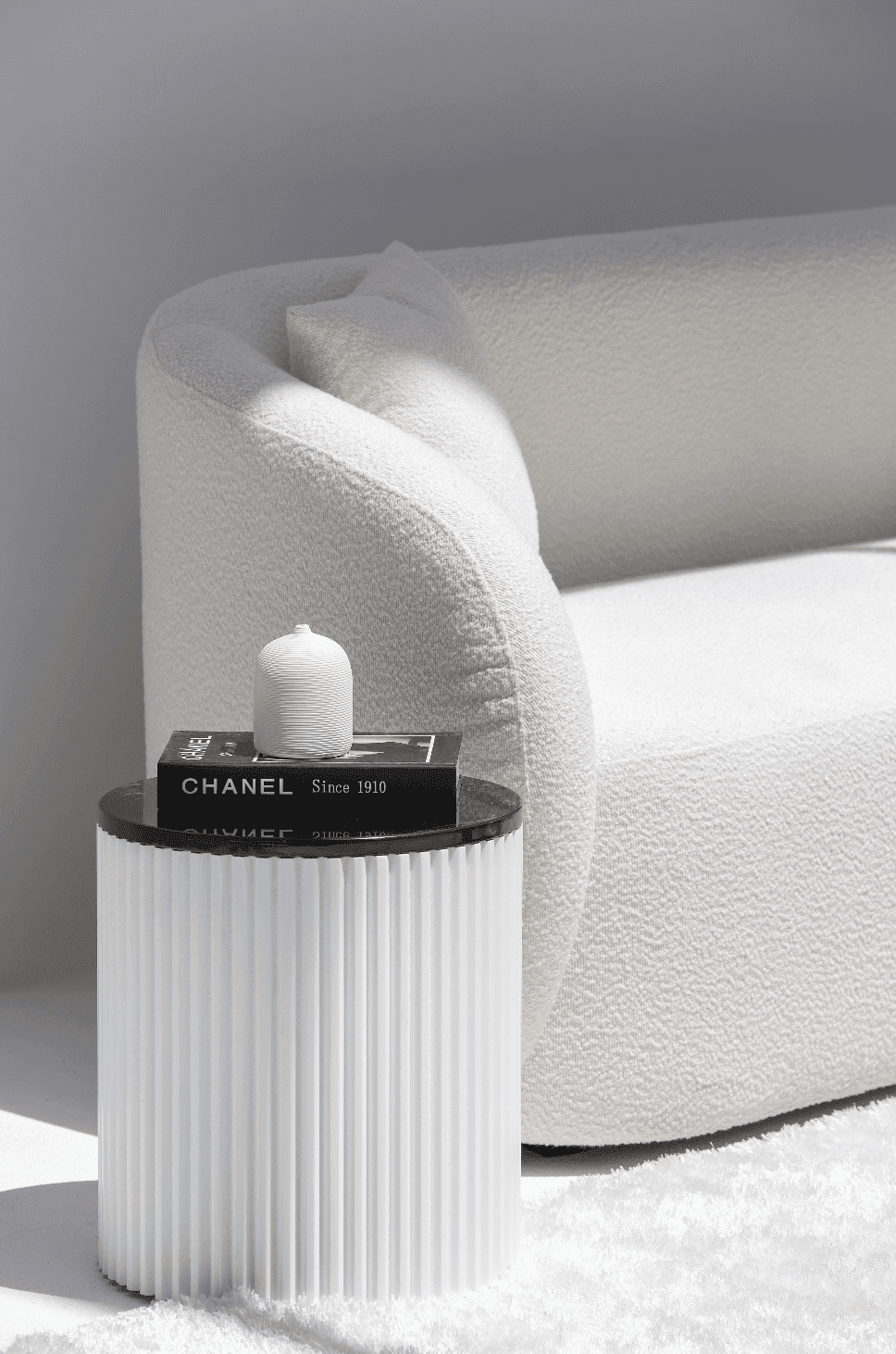 Nora Side Tables With White Wooden Base (18 Top Variants) Black Marquina