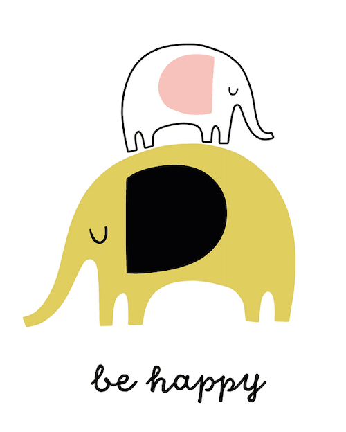 Playful Pachyderm Duo Wall