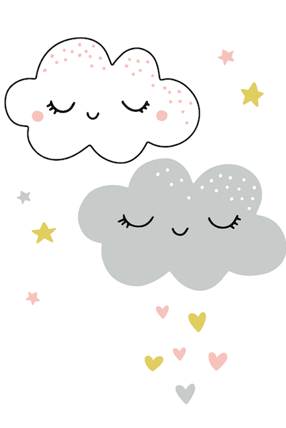 Whimsical Cloud Duet Wall