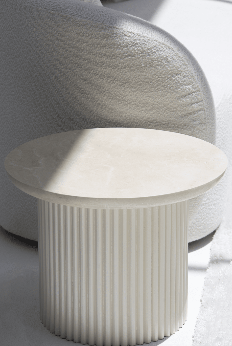 Rachel Crema Uno Side Table with Beige Base