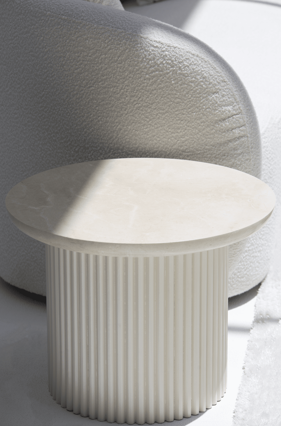 Rachel Crema Uno Side Table with Beige Base