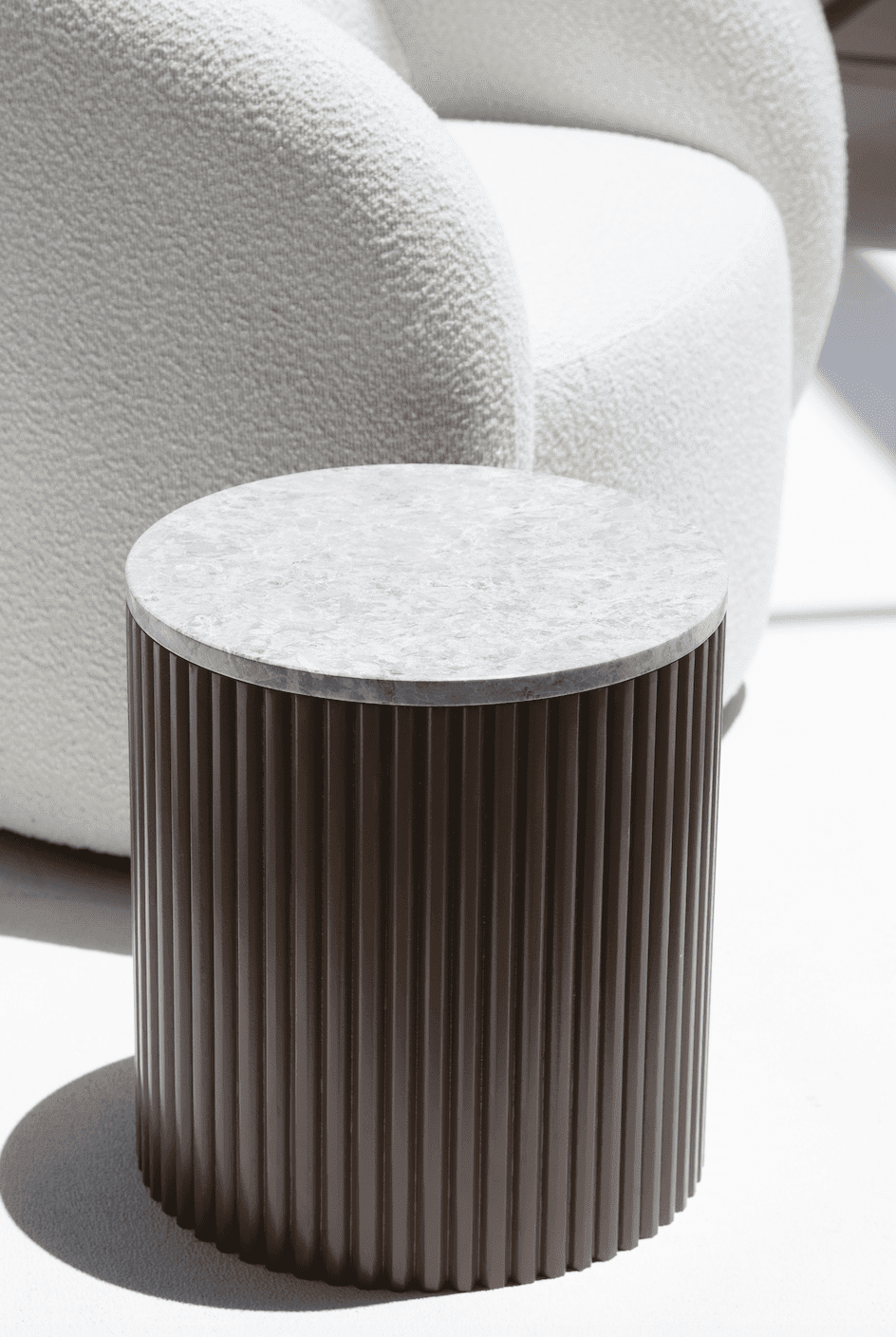 Nora Side Tables With Brown Wooden Base (18 Top Variants) Thundra Gray