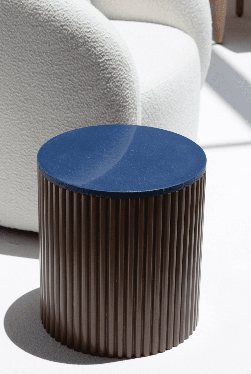 Nora Side Tables With Brown Wooden Base (18 Top Variants) Blue Quz