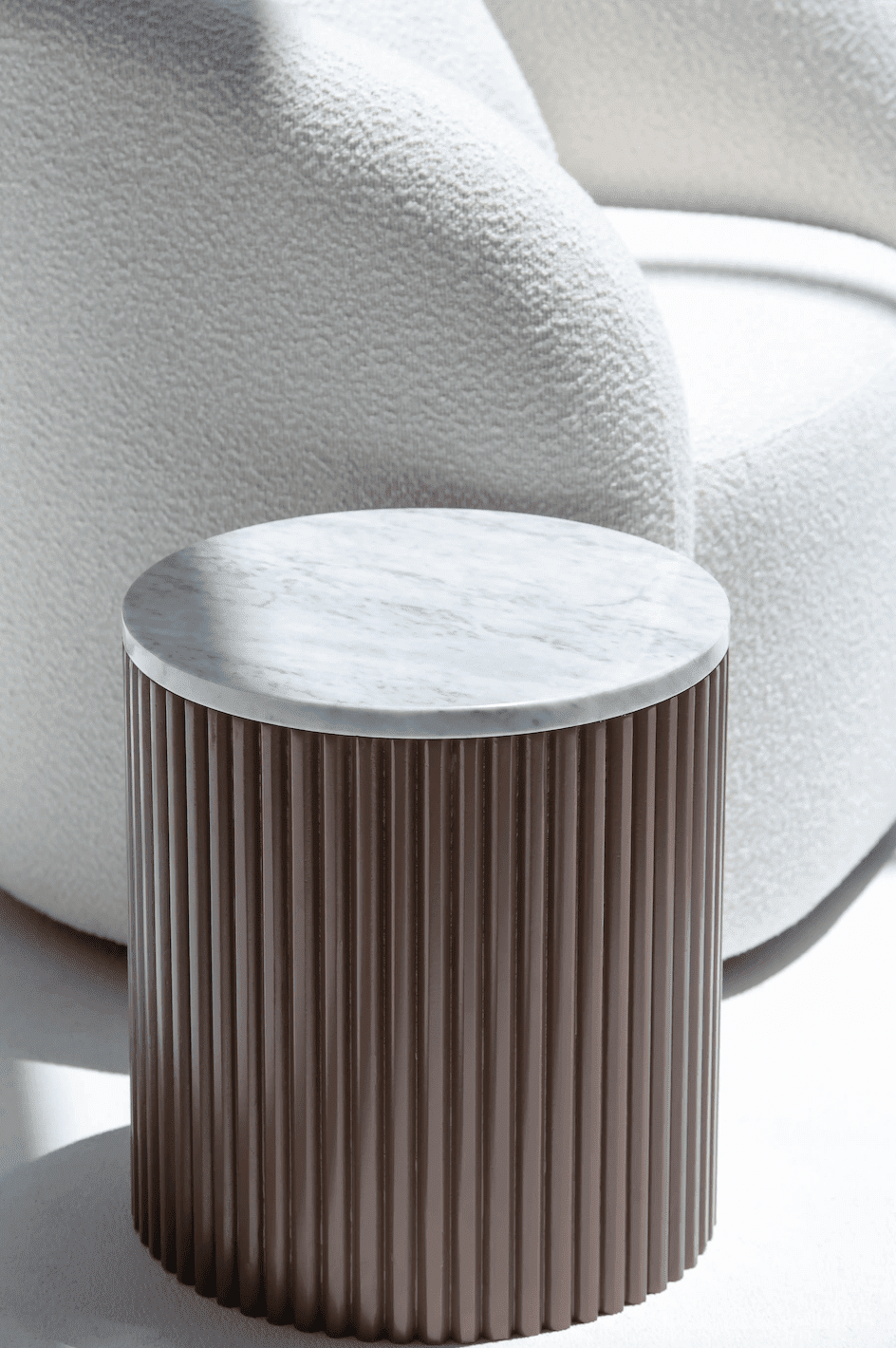 Nora Side Tables With Brown Wooden Base (18 Top Variants) Carrara Marble