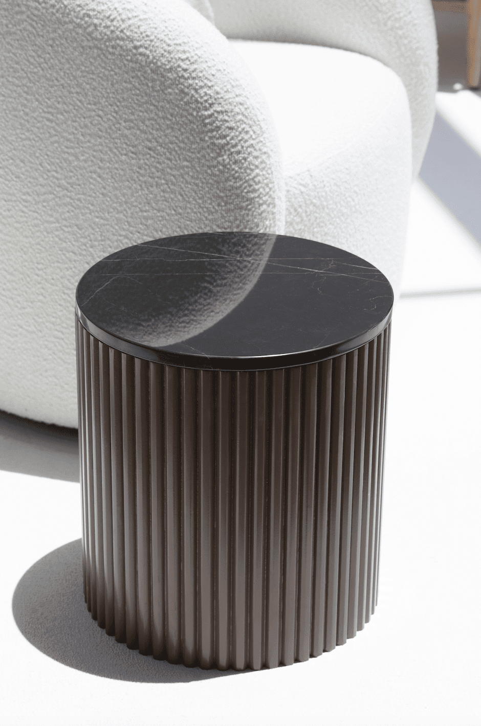 Nora Side Tables With Brown Wooden Base (18 Top Variants) Black Marquina