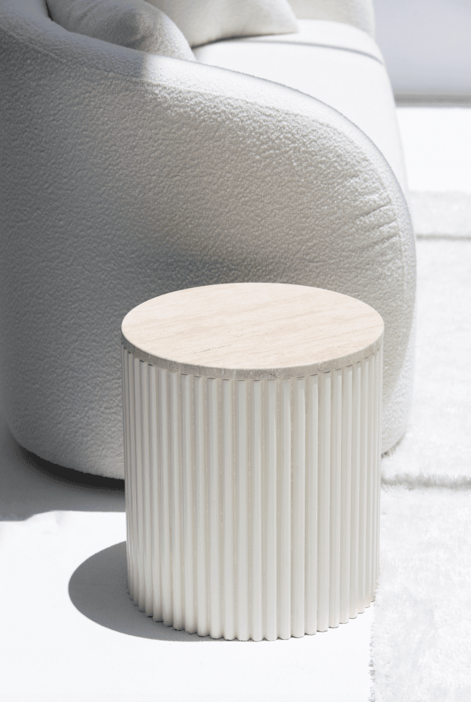 Nora Side Tables With Beige Wooden Base (18 Top Variants) Beige Travertine