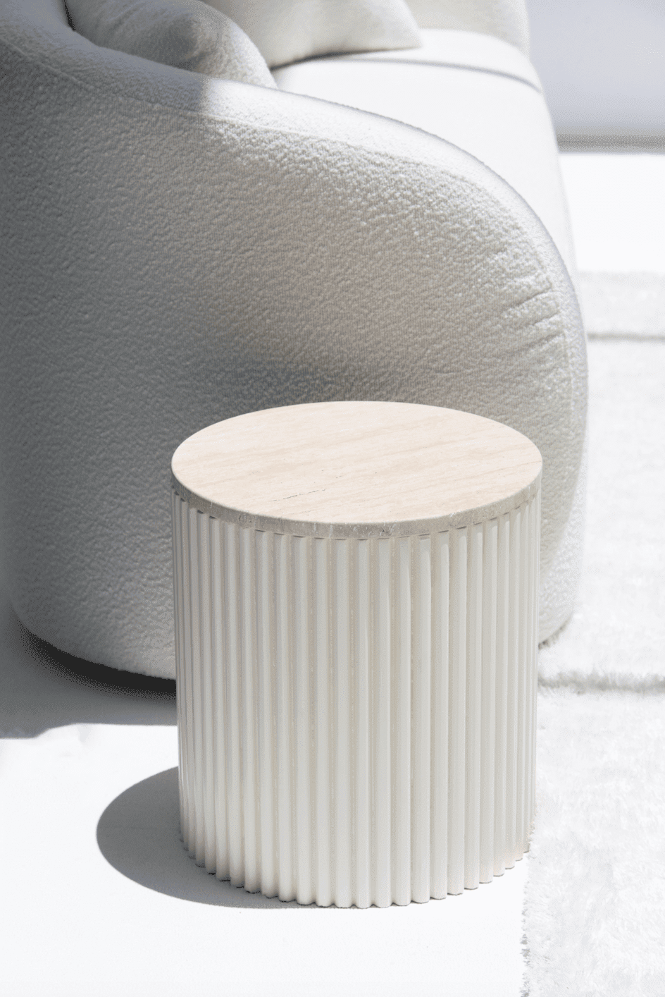 Nora Side Tables With Beige Wooden Base (18 Top Variants) Beige Travertine