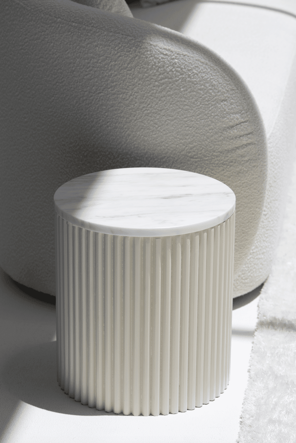 Nora Side Tables With Beige Wooden Base (18 Top Variants) Calacatta Oro Marble