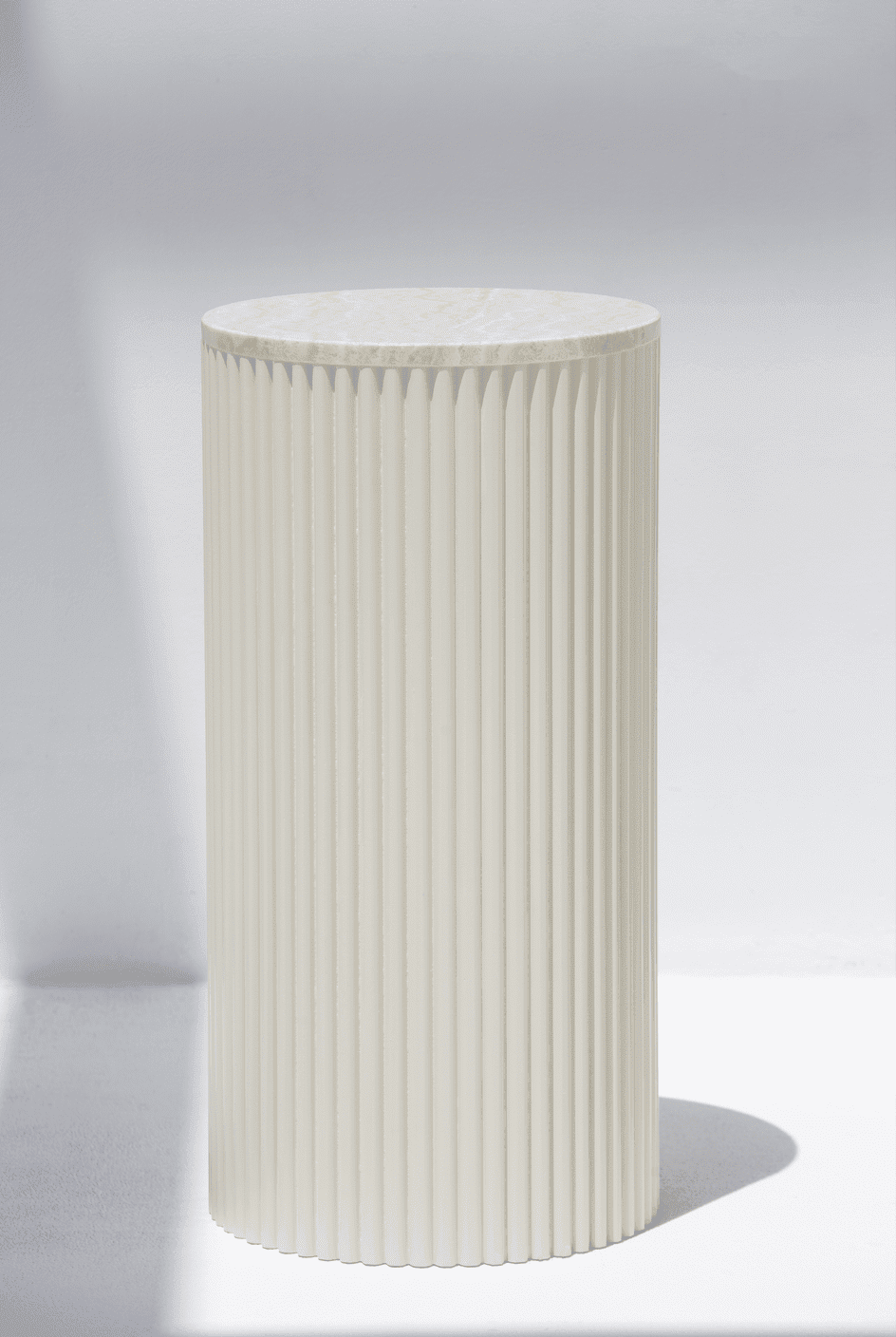 Alora Beige Wooden Plinth With Multiple Tops White Travertine