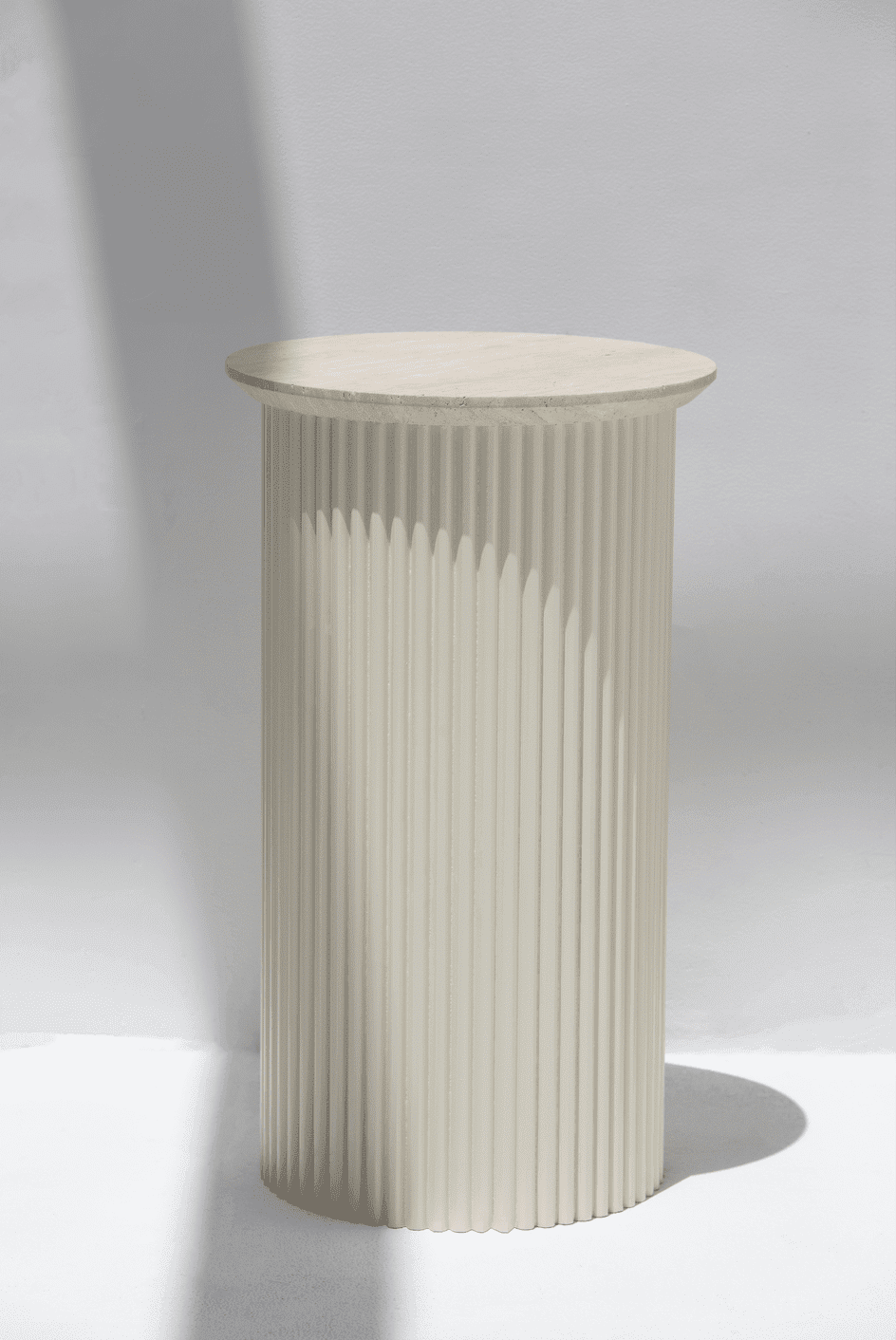 Alora Beige Wooden Plinth With Multiple Tops Beige Travertine