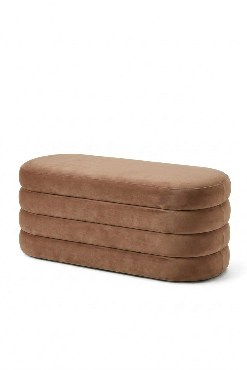 Sevil Brown Boucle Layered Storage Bench