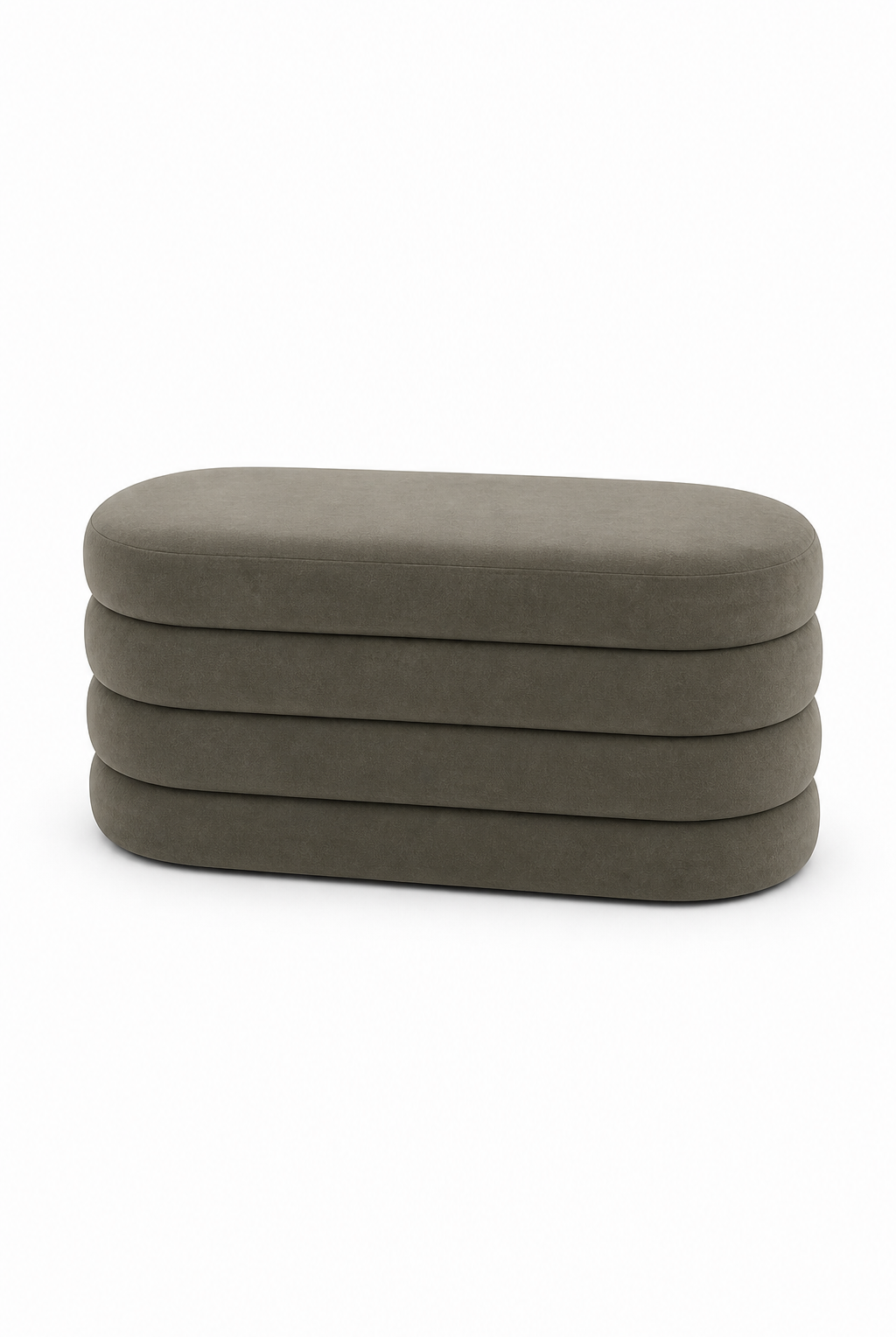 Sevil Greyish Green Boucle Layered Storage Bench