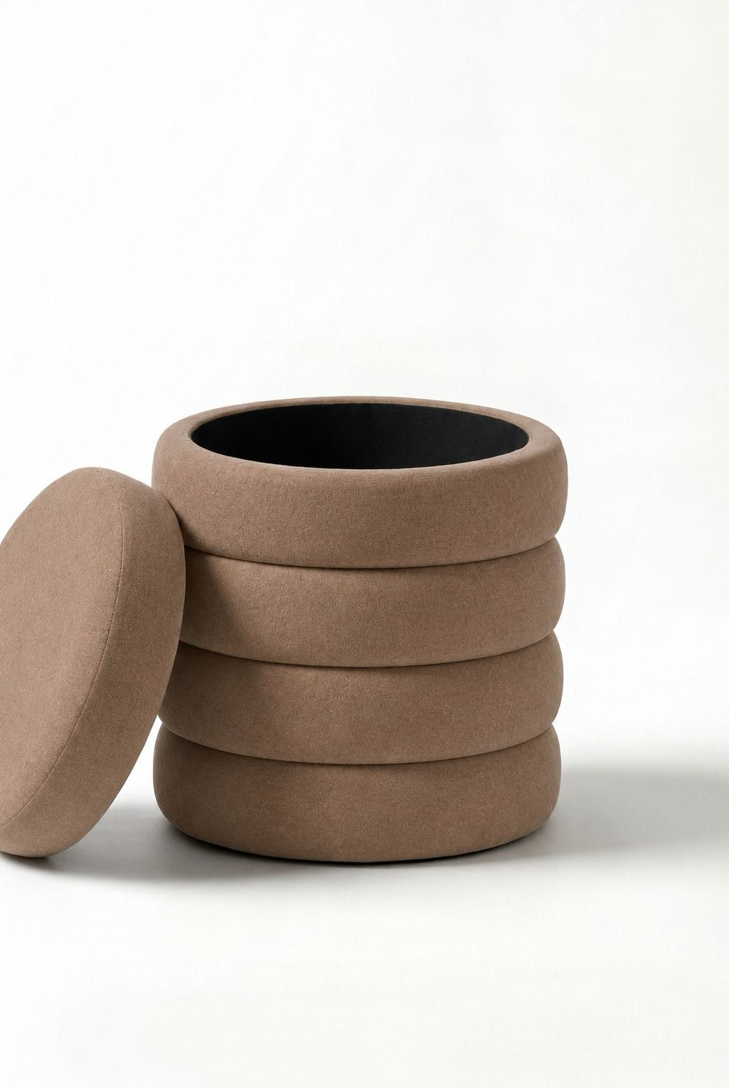 Sevil Light Brown Layers Storage Pouf