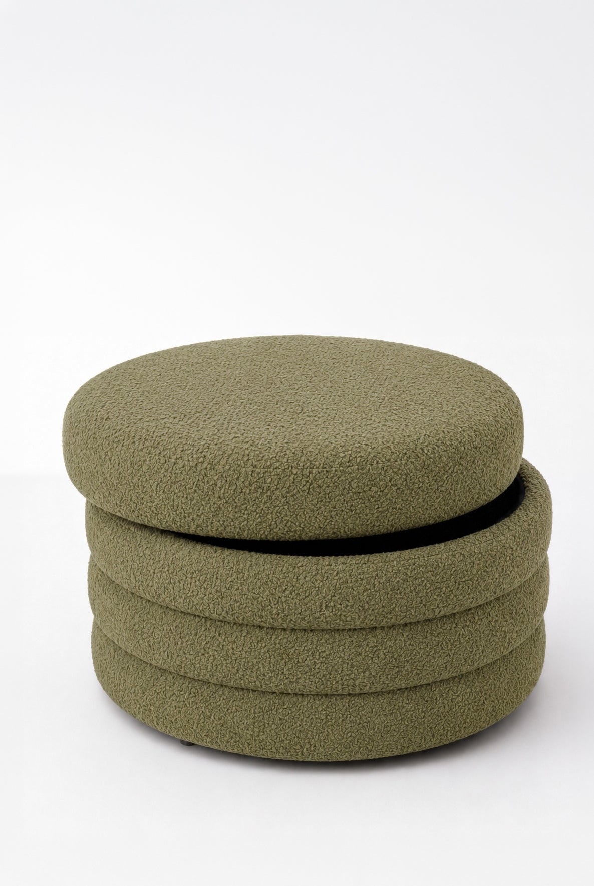 Sevil Light Olive Green Layered Pouf Ottoman
