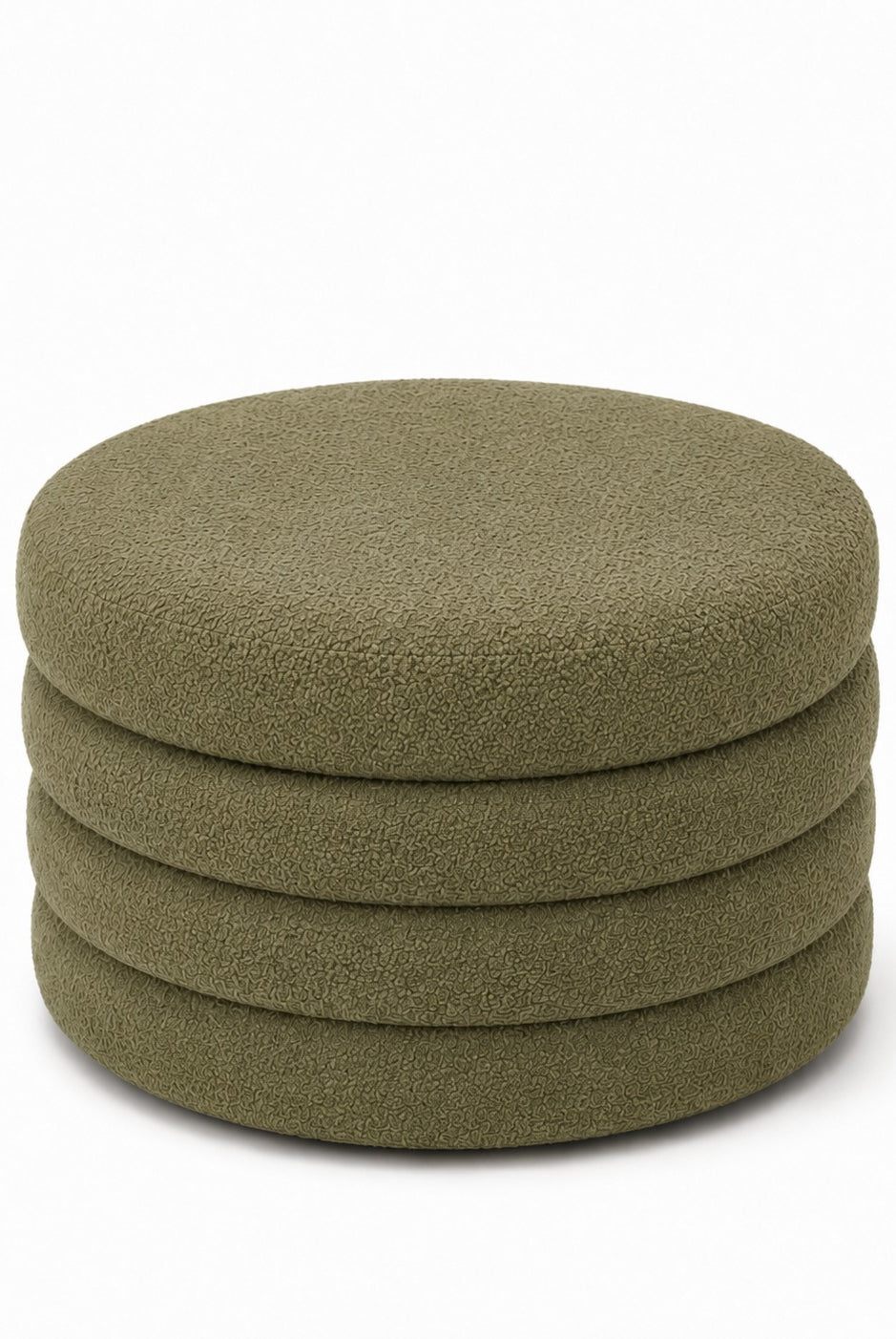 Sevil Light Olive Green Layered Pouf Ottoman