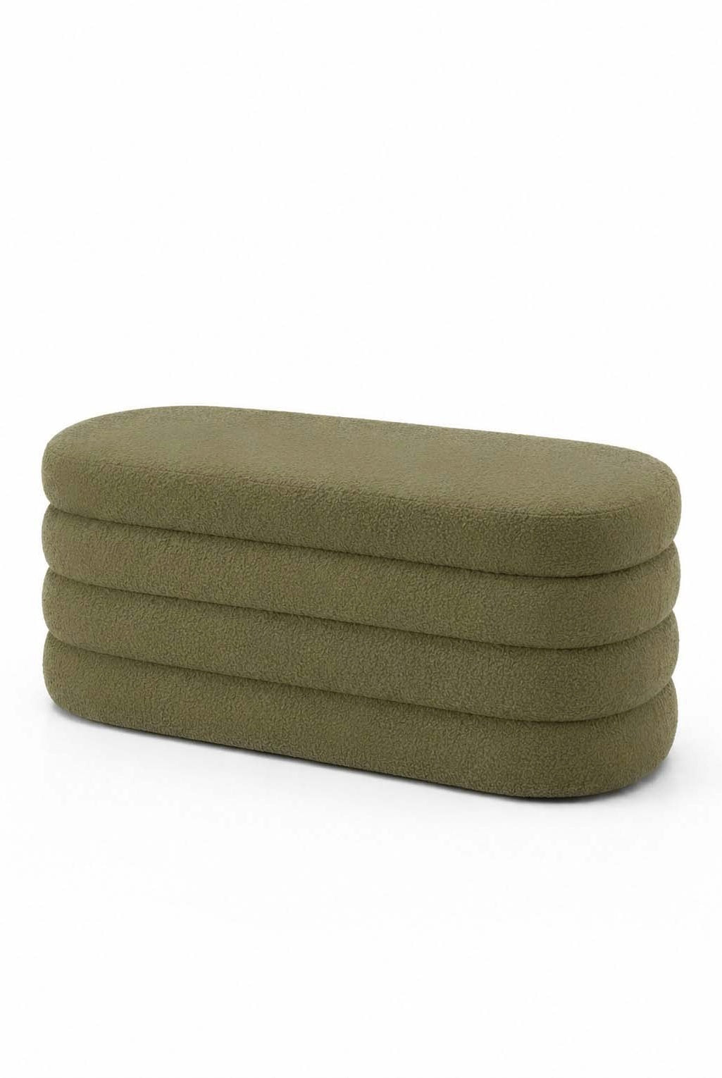 Sevil Light Olive Green Layered Storage Bench