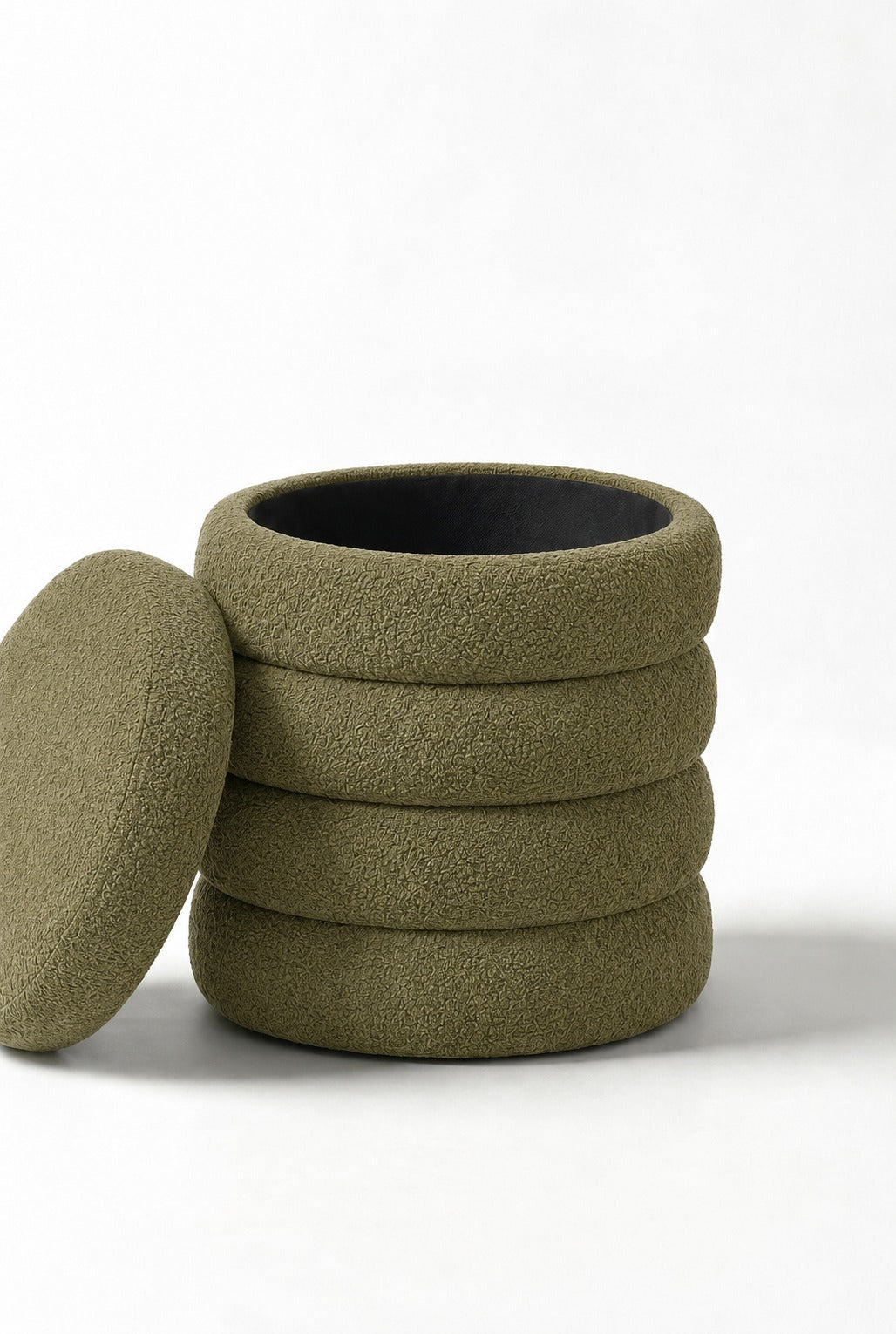 Sevil Light Olive Green Layers Storage Pouf