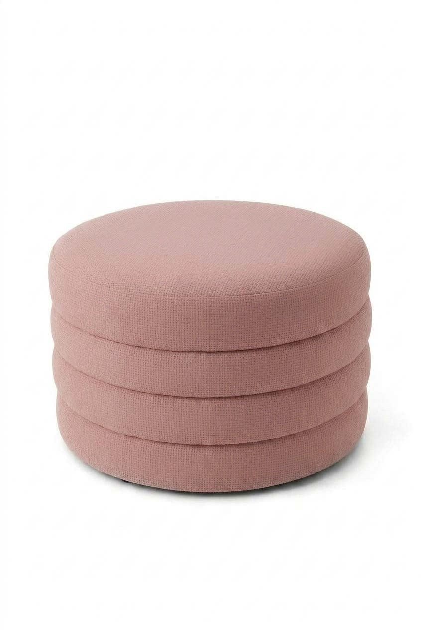 Sevil Mink Blush Layered Pouf Ottoman