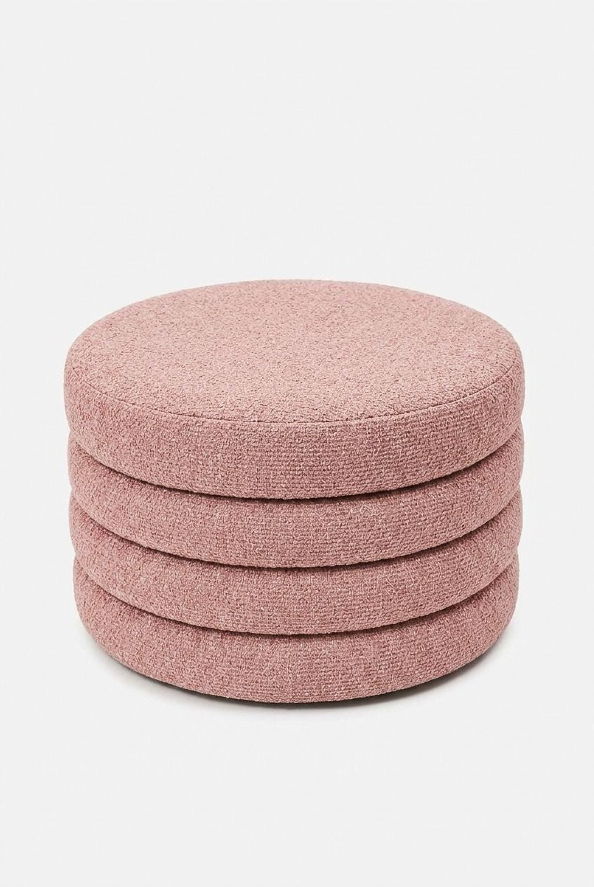Sevil Mink Blush Layered Pouf Ottoman