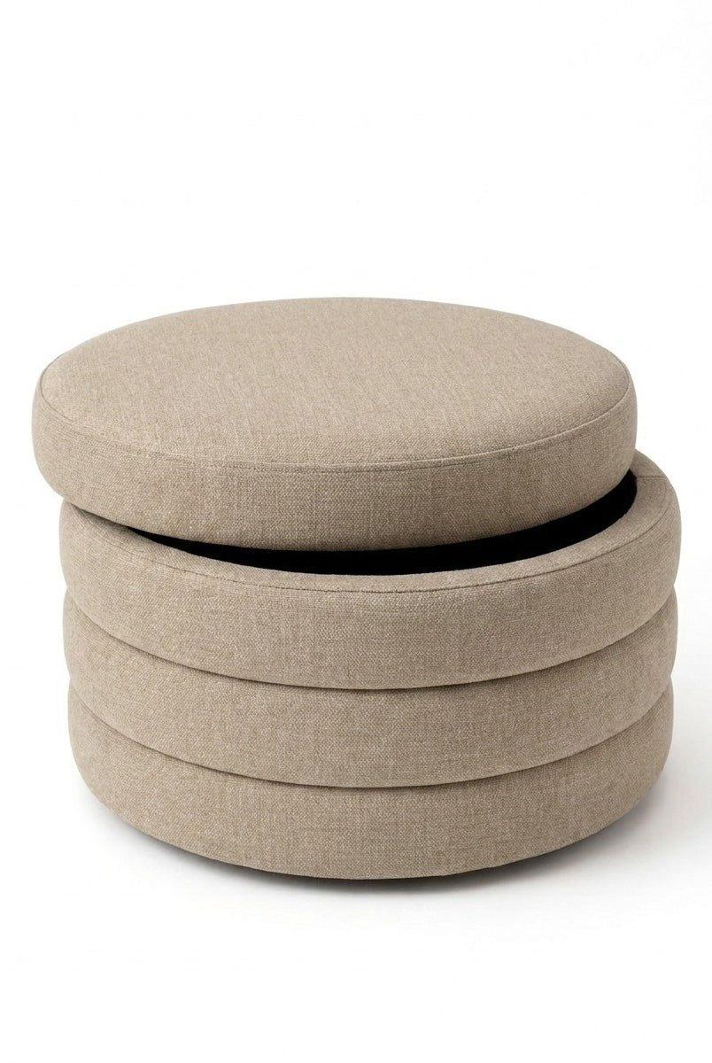 Sevil Taupe Layered Pouf Ottoman