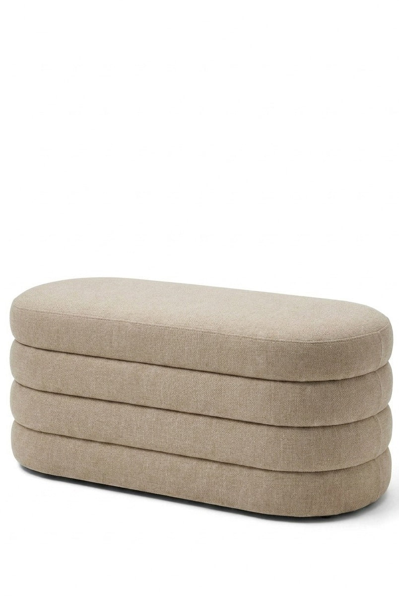 Sevil Taupe Layered Storage Bench