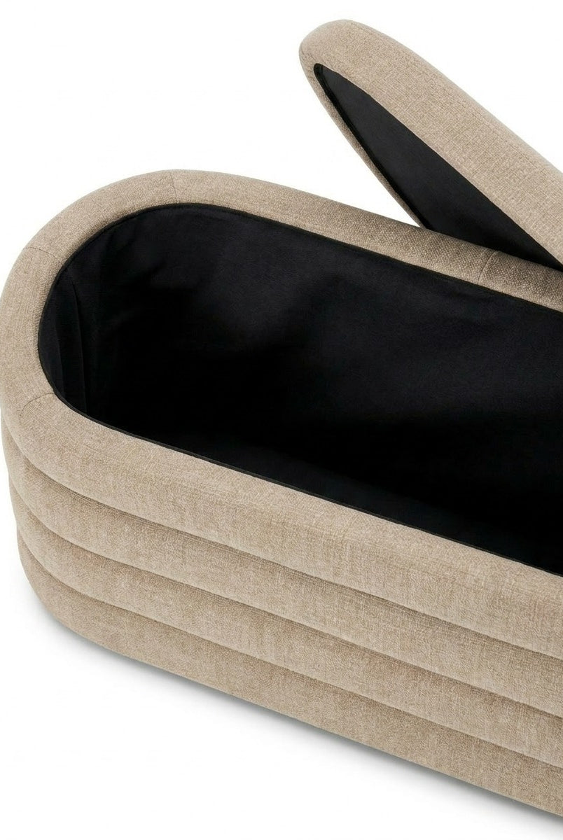 Sevil Taupe Layered Storage Bench