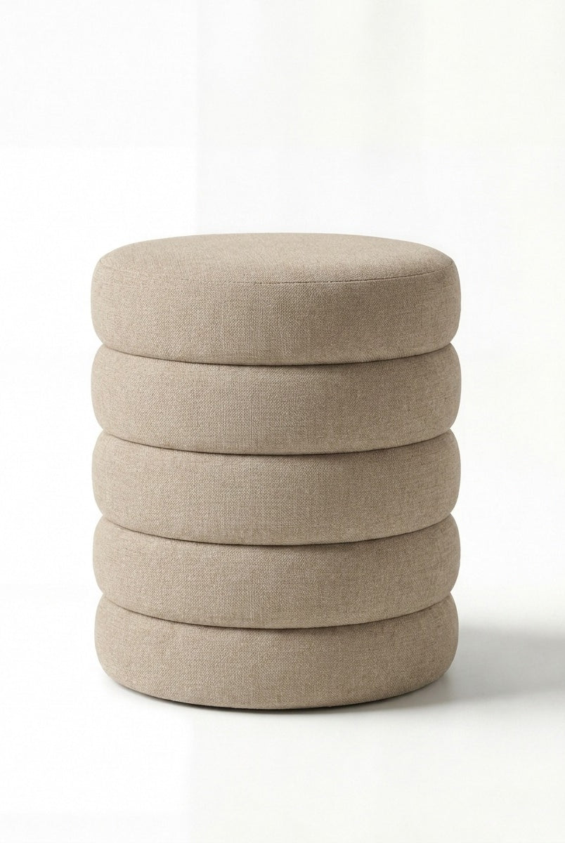 Sevil Taupe Layers Storage Pouf