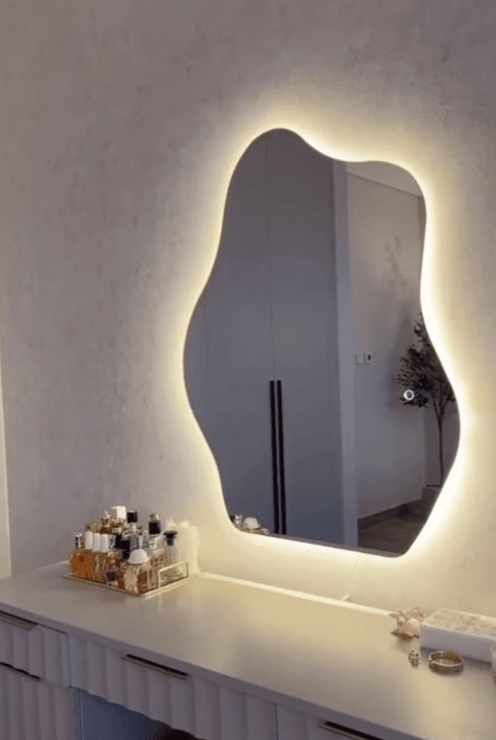 Skylar Irregular Cloud Shape Wall Mirror with Backlit LED (2 Sizes) Mirrors AME