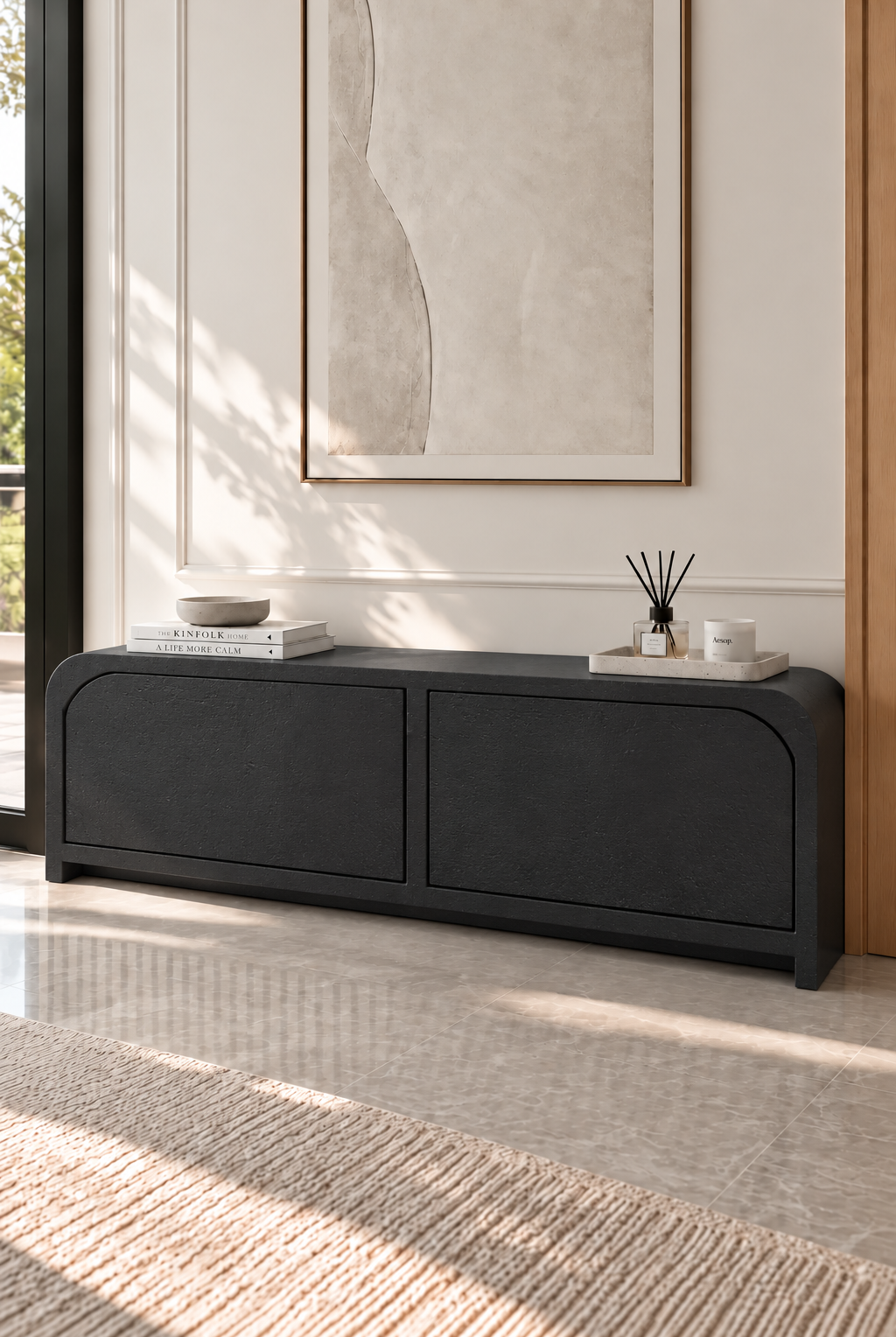 Sorevin Black Microconcrete Shoe Cabinet