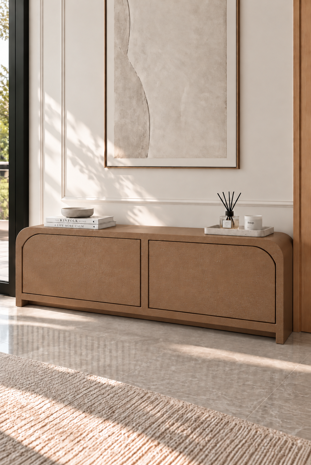 Sorevin Brown Microconcrete Shoe Cabinet
