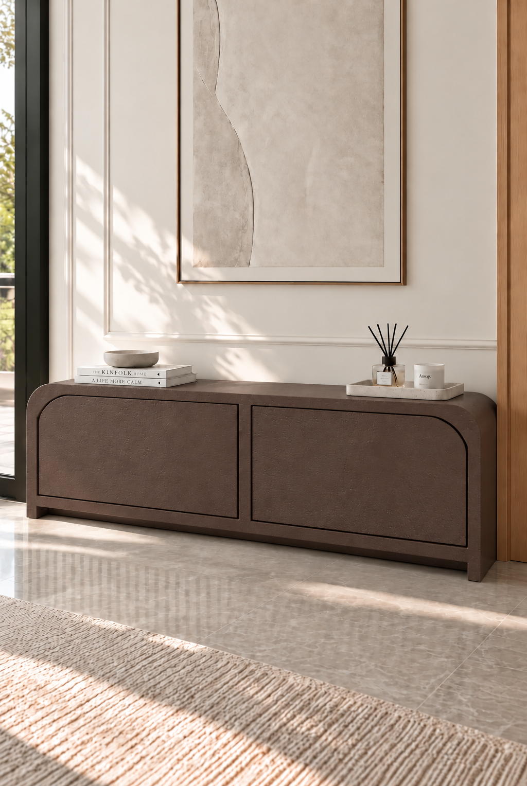 Sorevin Mocha Microconcrete Shoe Cabinet