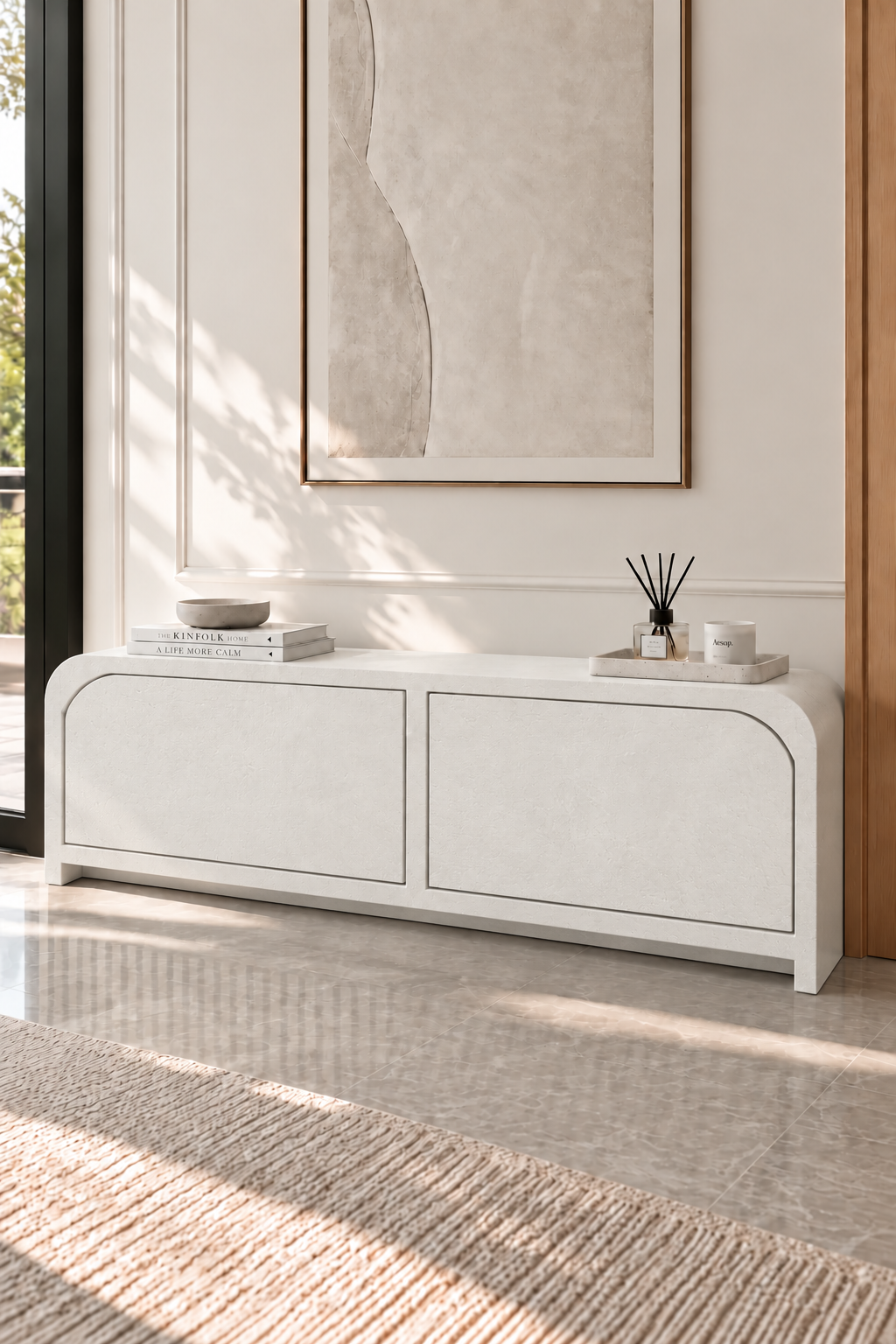 Sorevin Off White Microconcrete Shoe Cabinet