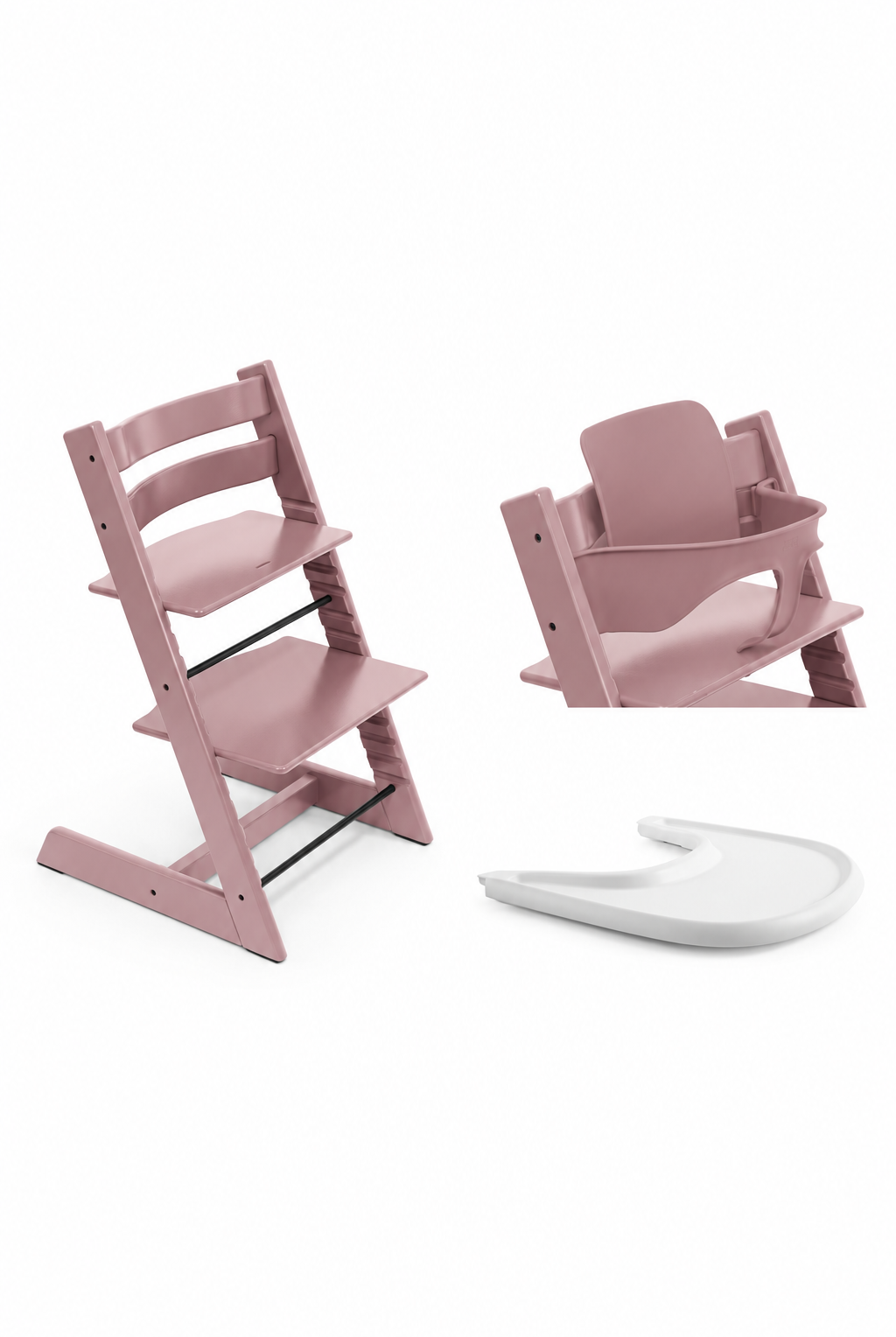 Stokke Tripp Trapp Heather Mauve Chair with Baby Set and Tray