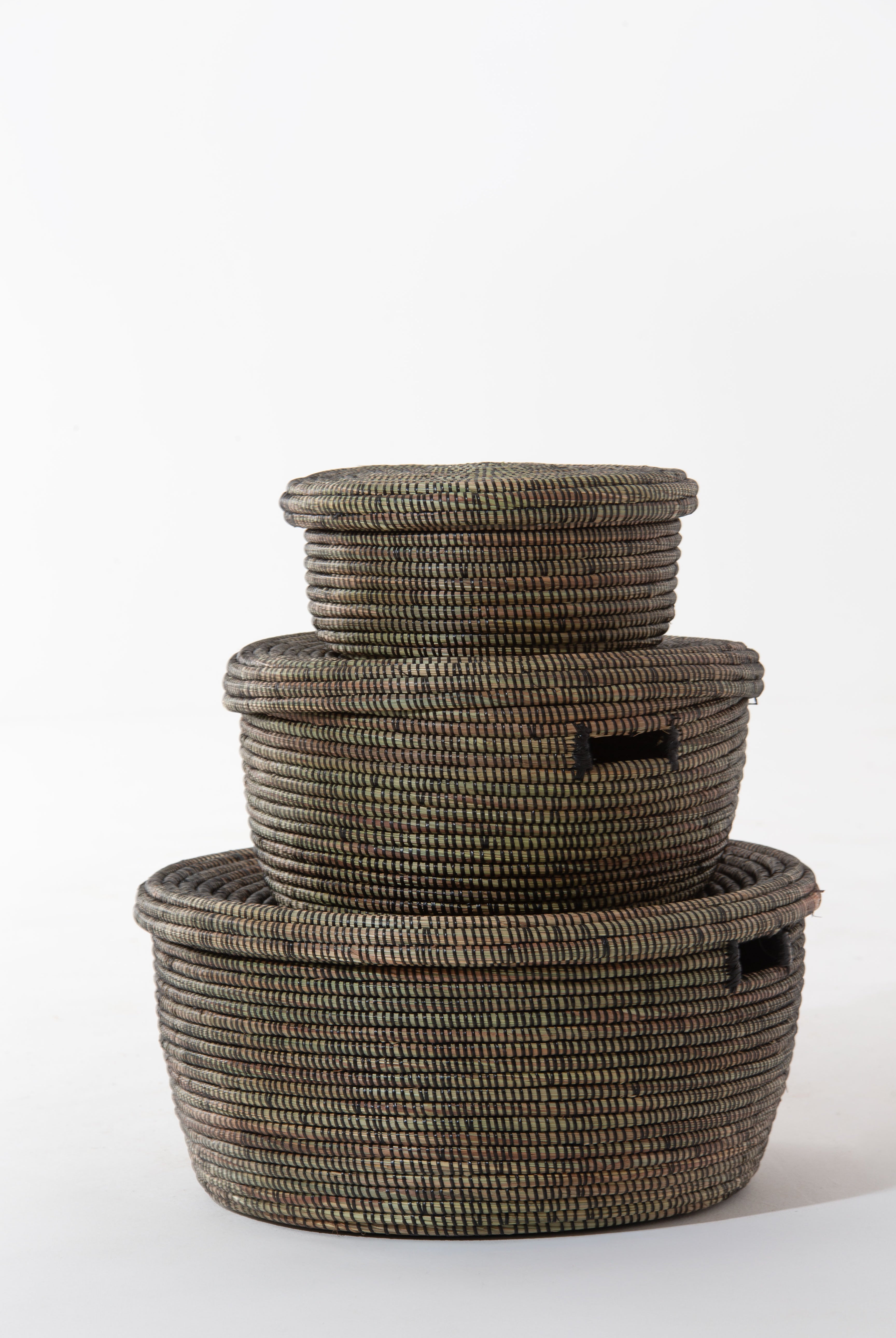 Baraka Handmade Black Basket (set of 3)