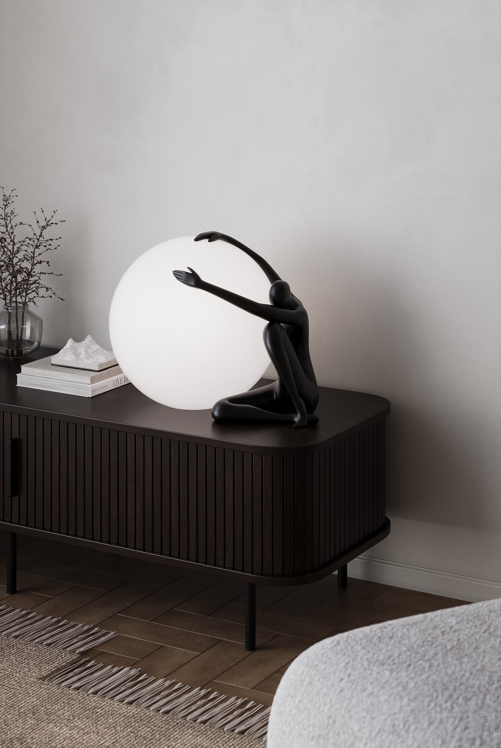 Humanoid Sculpture Moon Table Lamp