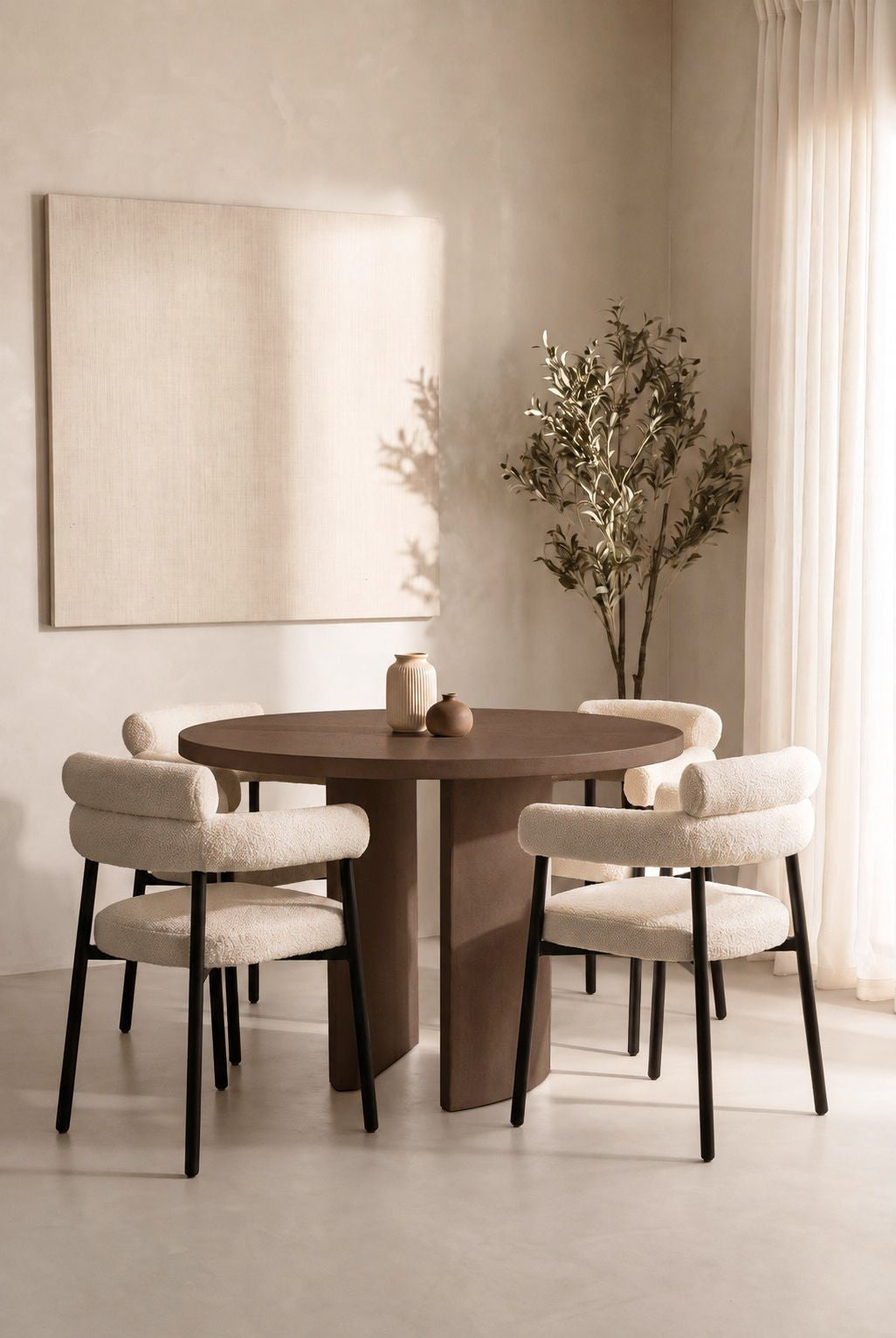 Tazira Mocha Microconcrete Round Dining Table