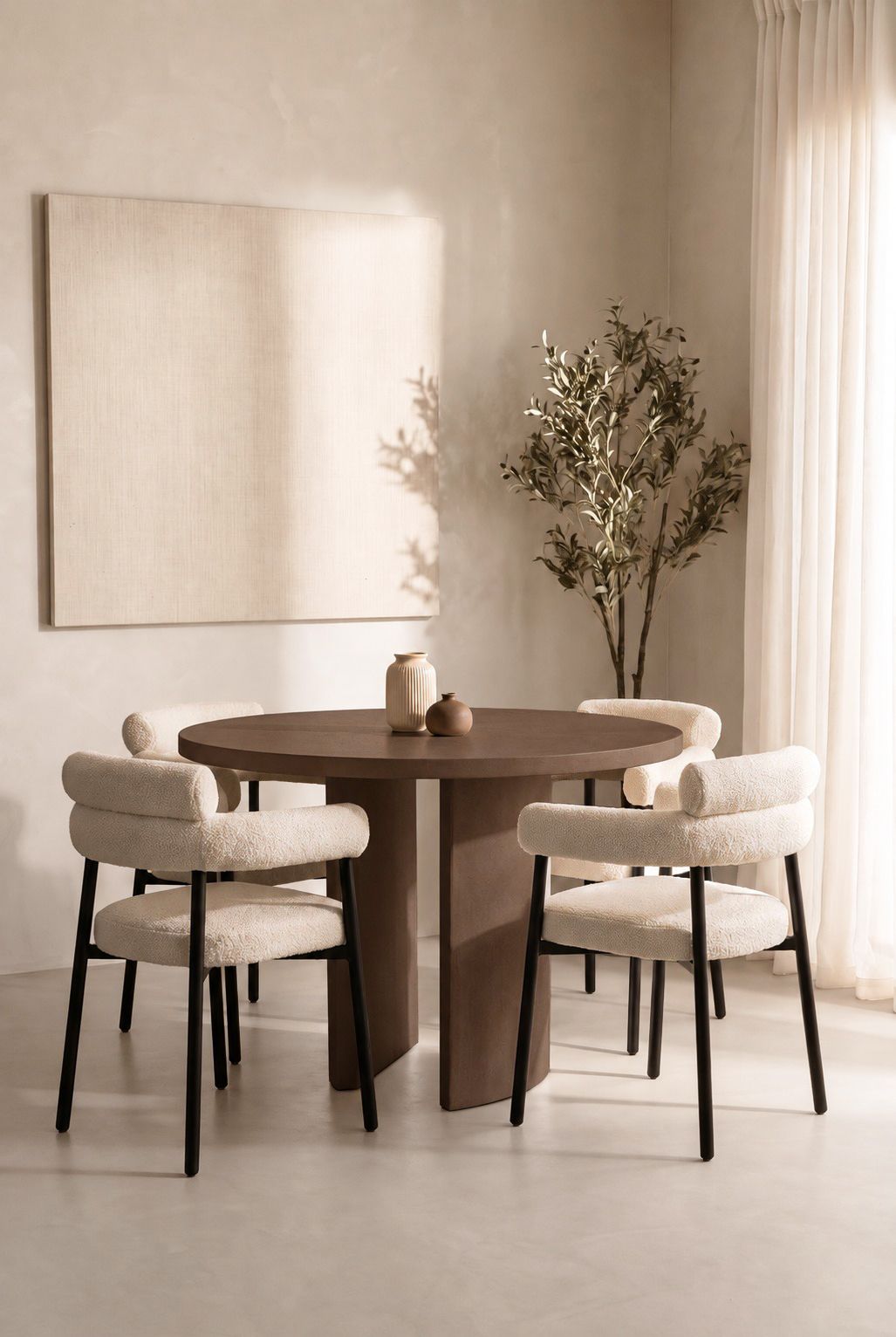 Tazira Mocha Microconcrete Round Dining Table