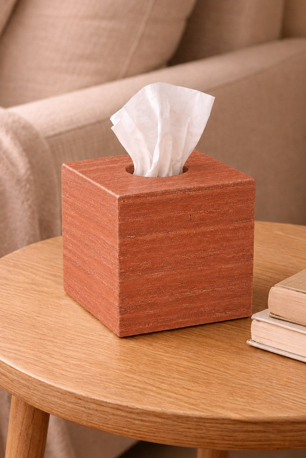 Tivoli Red Travertine Tissue Holder