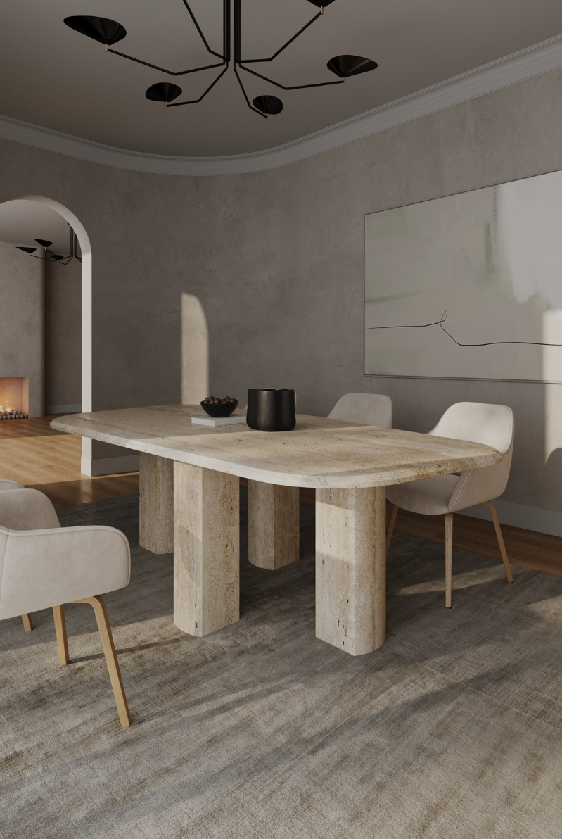 Corinna Travertine Irregular Top Dining Table